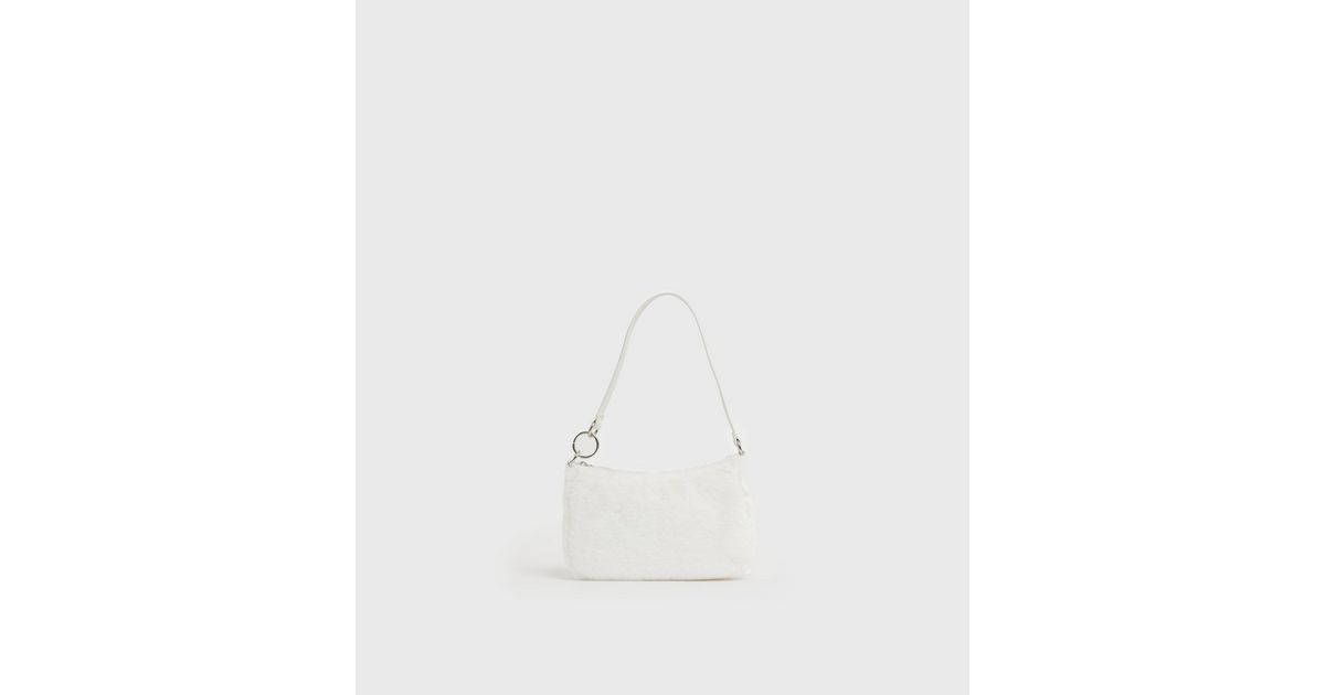White Faux Fur Shoulder Bag New Look