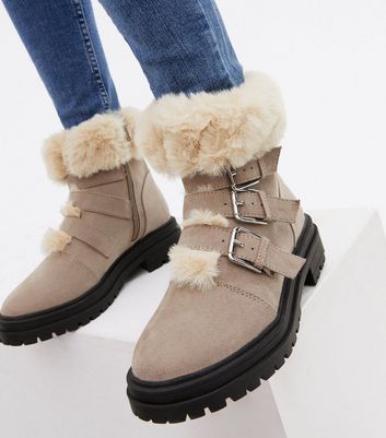 womens booties with fur trim