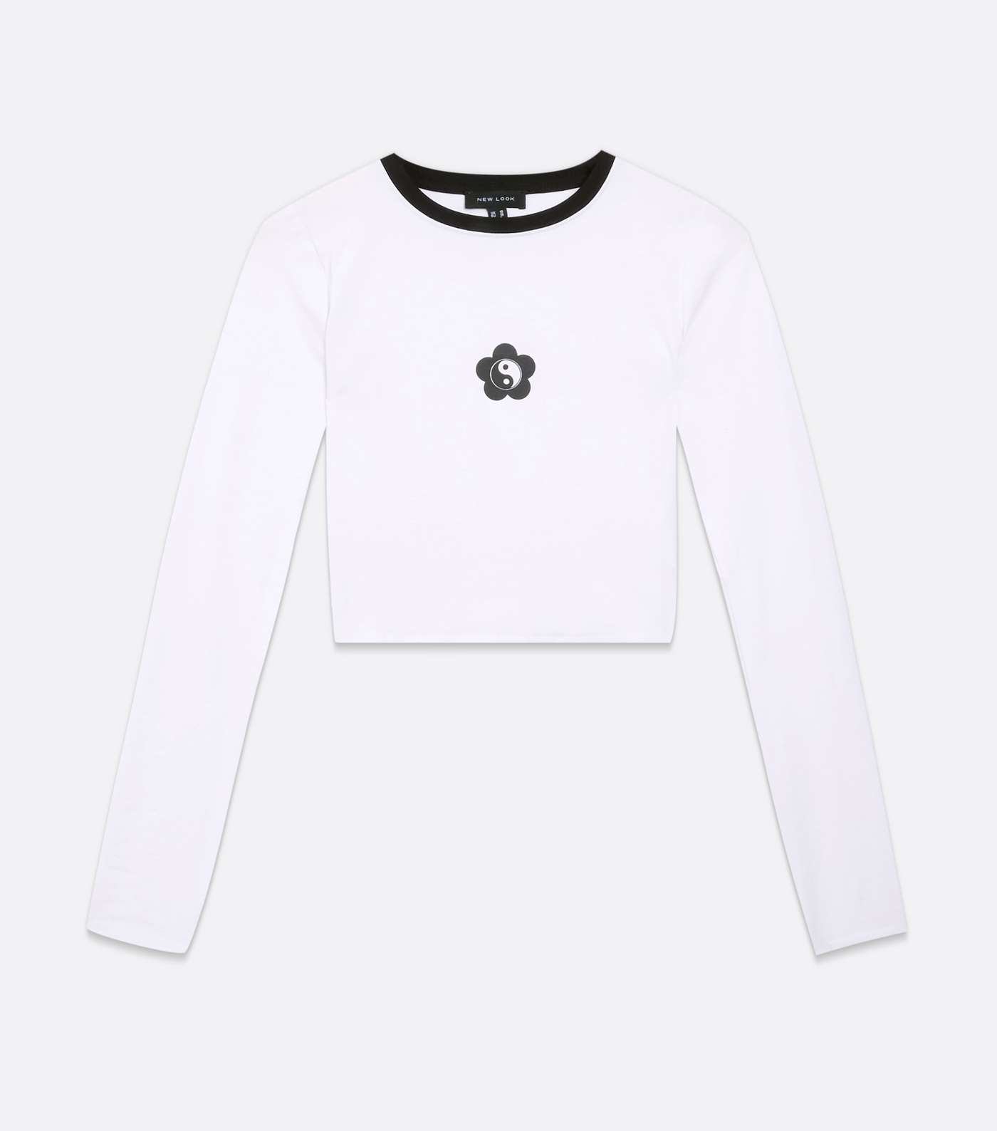 White Yin and Yang Floral Long Sleeve Top Image 5