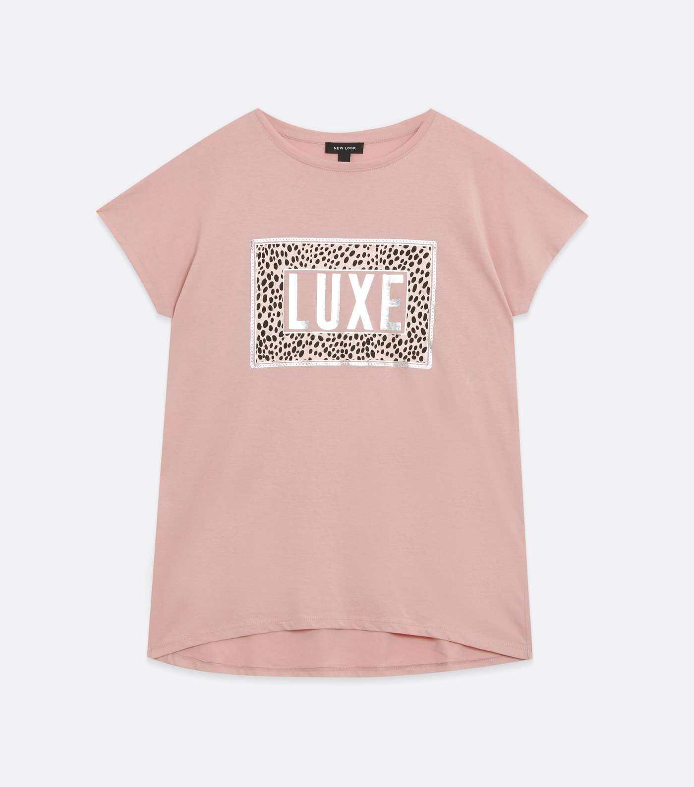 Pale Pink Leopard Print Metallic Luxe Box Logo T-Shirt Image 5