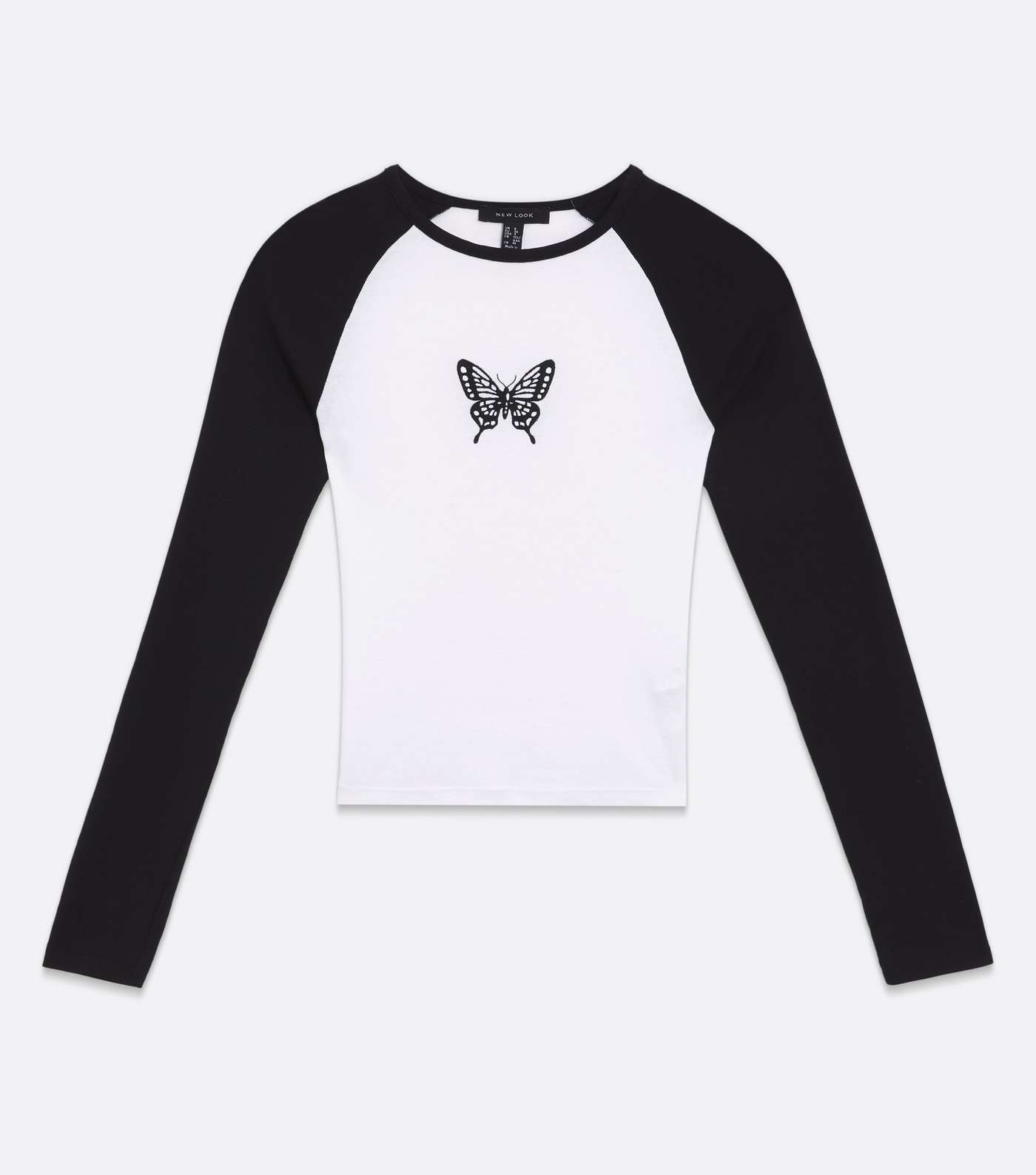 White Butterfly Raglan Long Sleeve T-Shirt Image 5