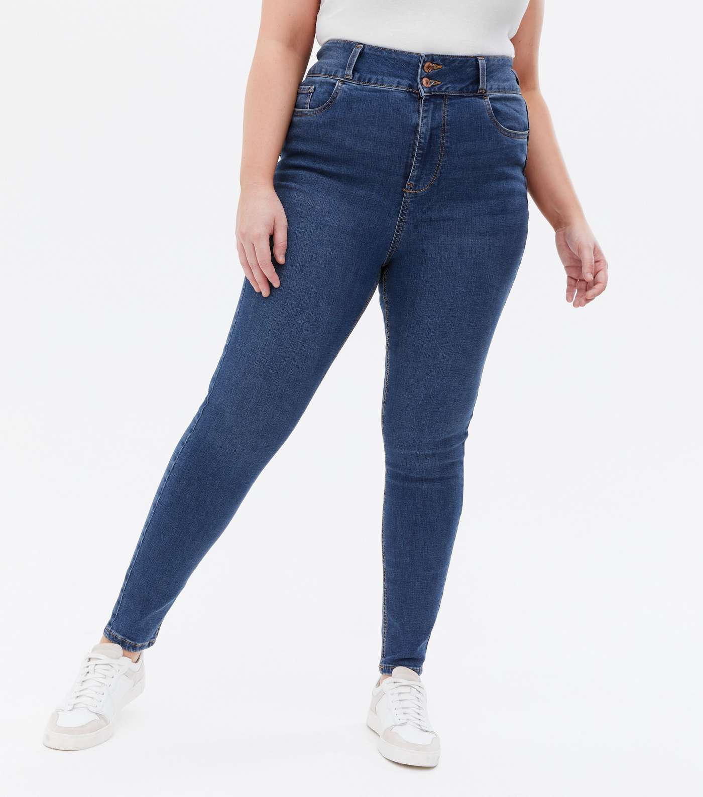Curves Blue Lift & Shape High Waist Yazmin Skinny Jeans Image 2