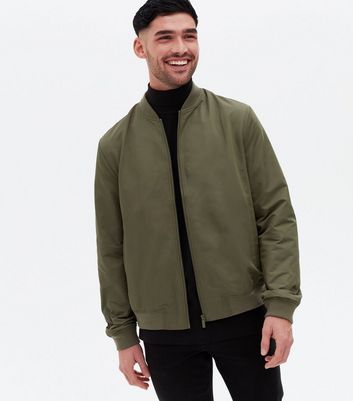 Khaki Zip Up Bomber Jacket