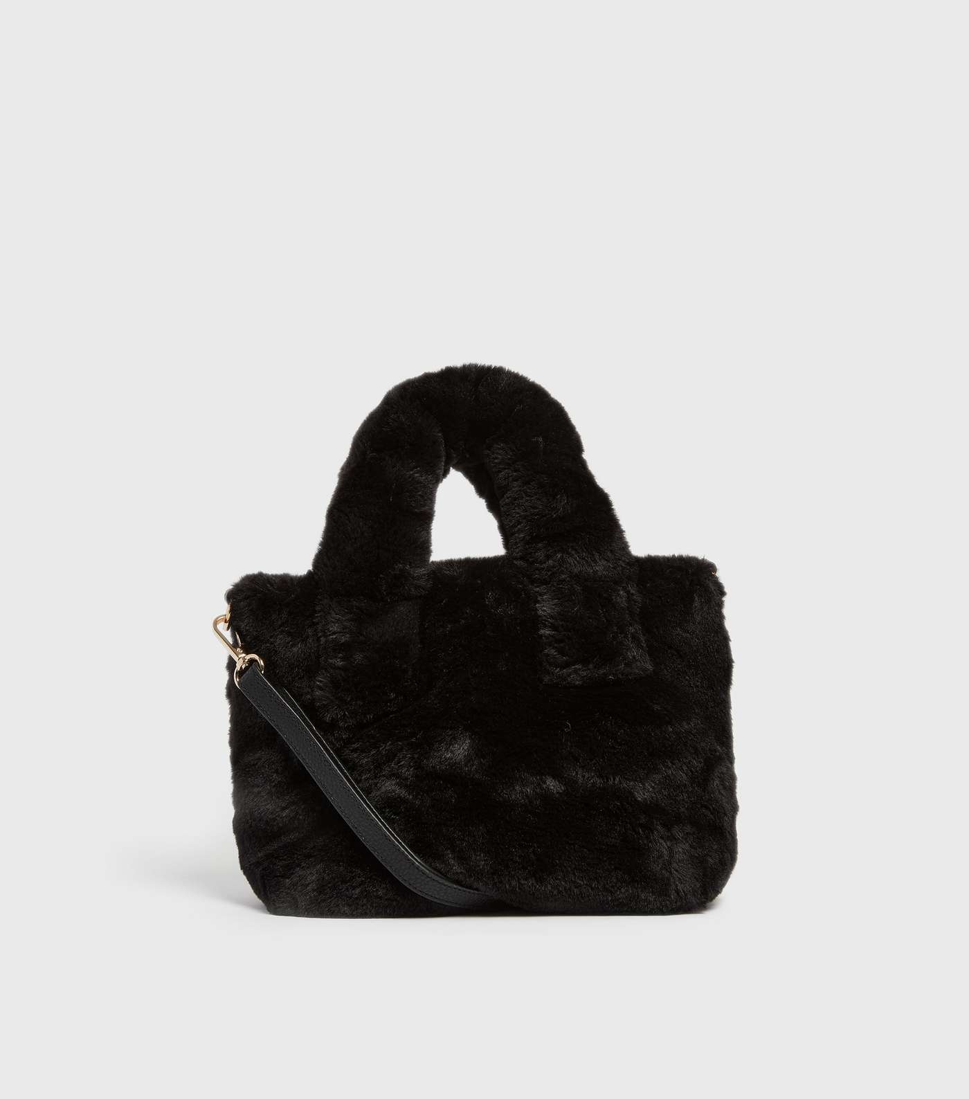 Black Faux Fur Cross Body Bag Image 2