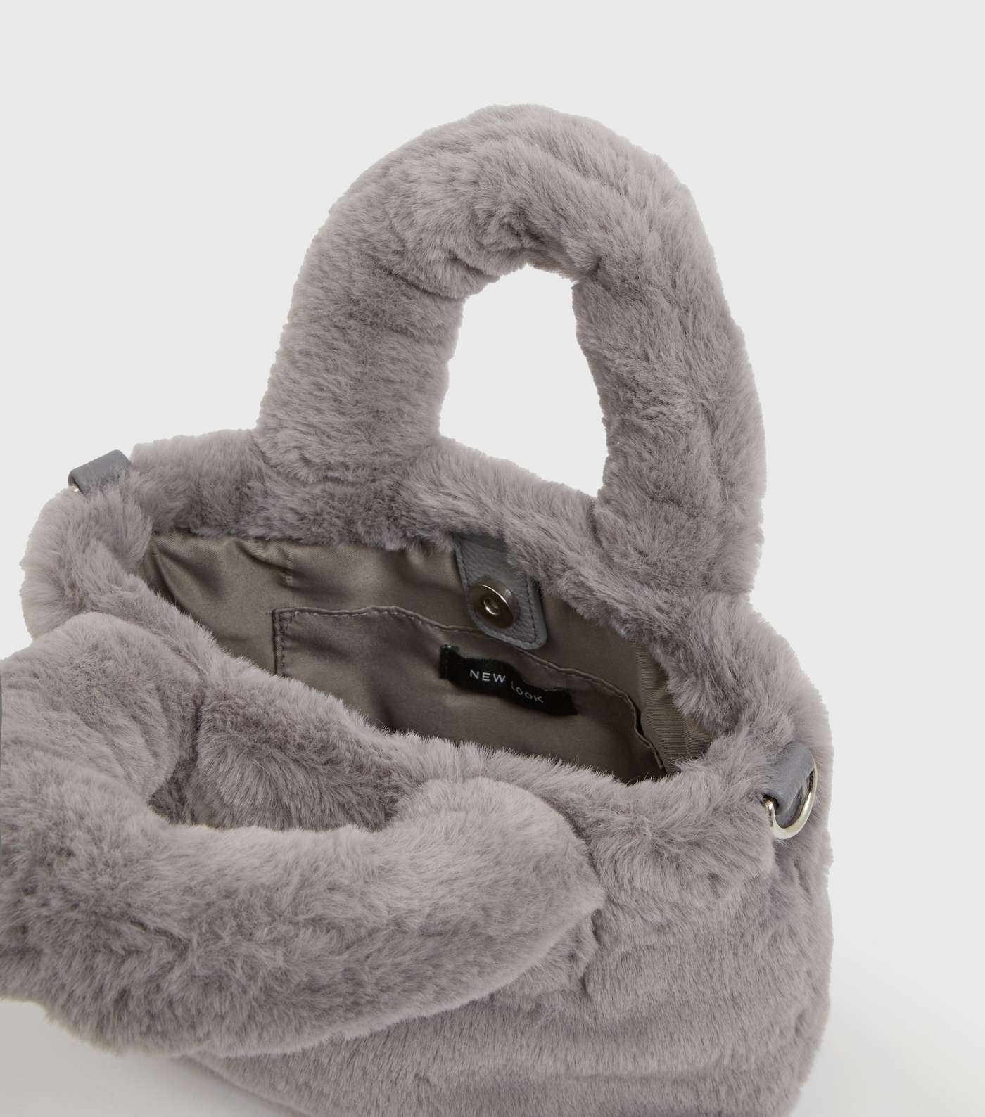 Grey Faux Fur Cross Body Bag Image 4
