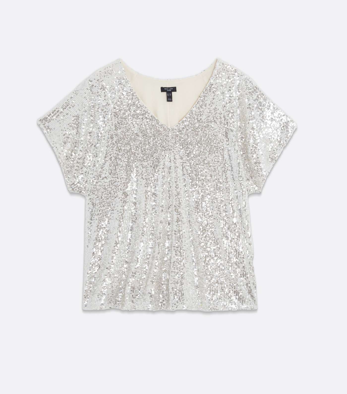 Curves Silver Sequin Boxy T-Shirt Image 5