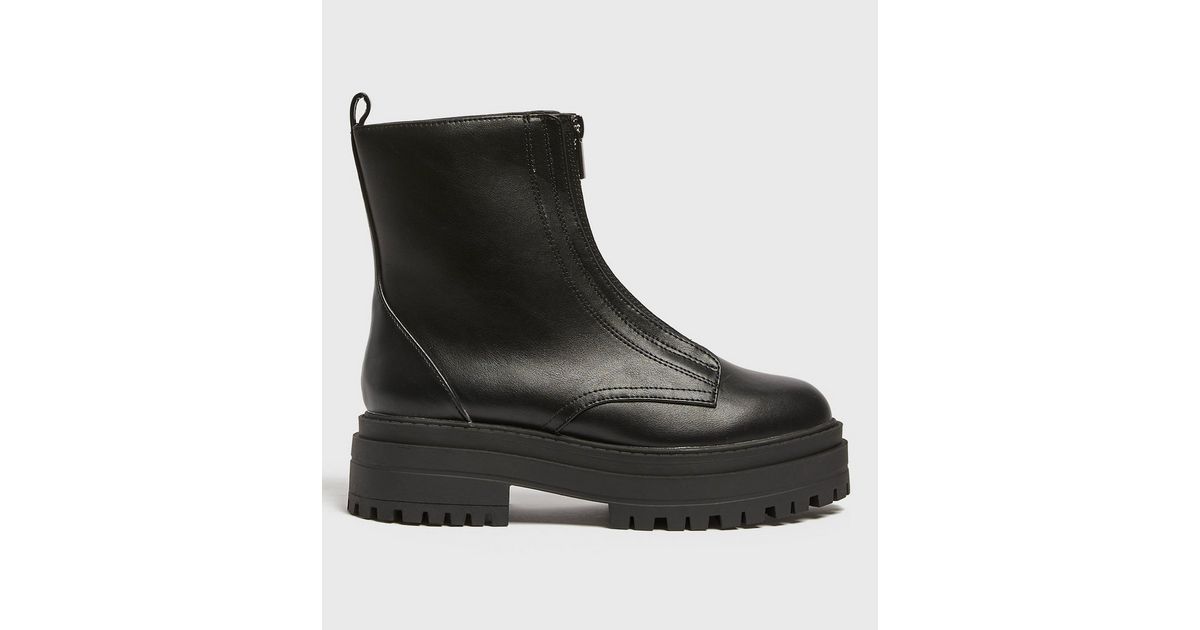 new look zip front ankle boots