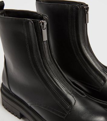 Black leather zip outlet up boots