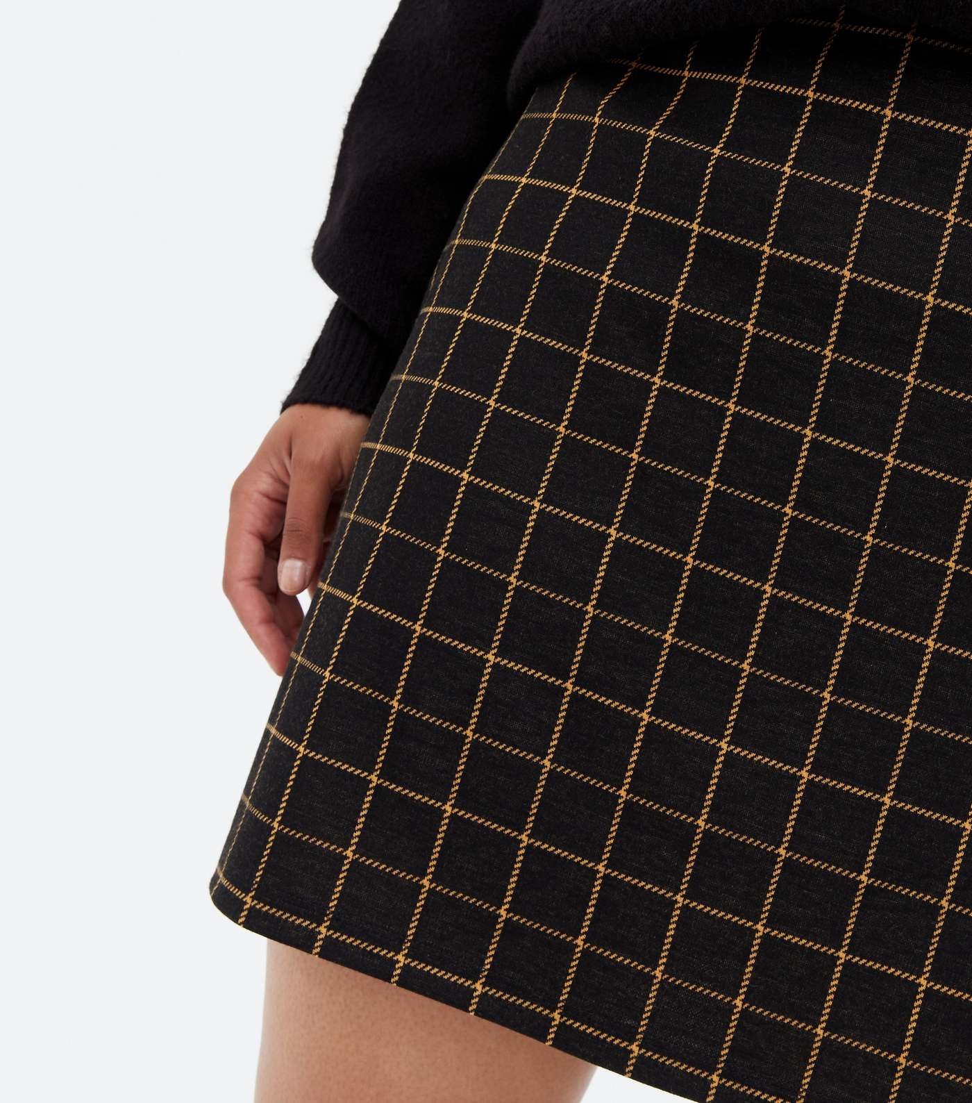 Curves Black Grid Check Mini Tube Skirt Image 3
