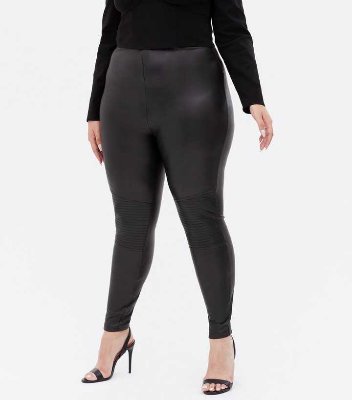 ASOS Leather Look Panelled Leggings with Biker Detail