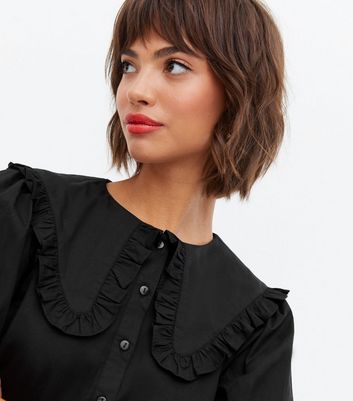 Black Collar Neck Mini Flared Dress – Styched Fashion