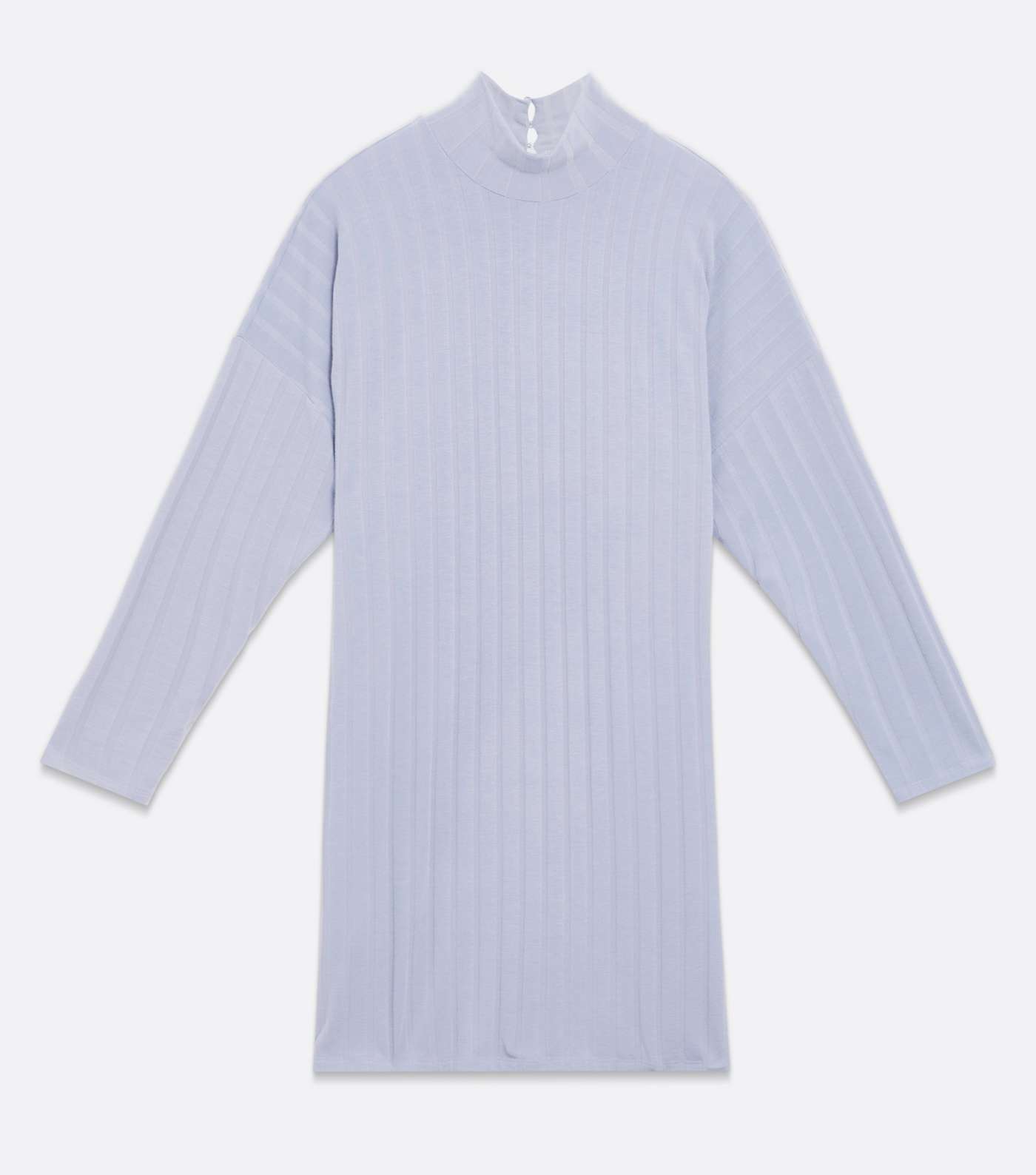 Pale Grey Ribbed Jersey Batwing Mini Tunic Dress Image 5