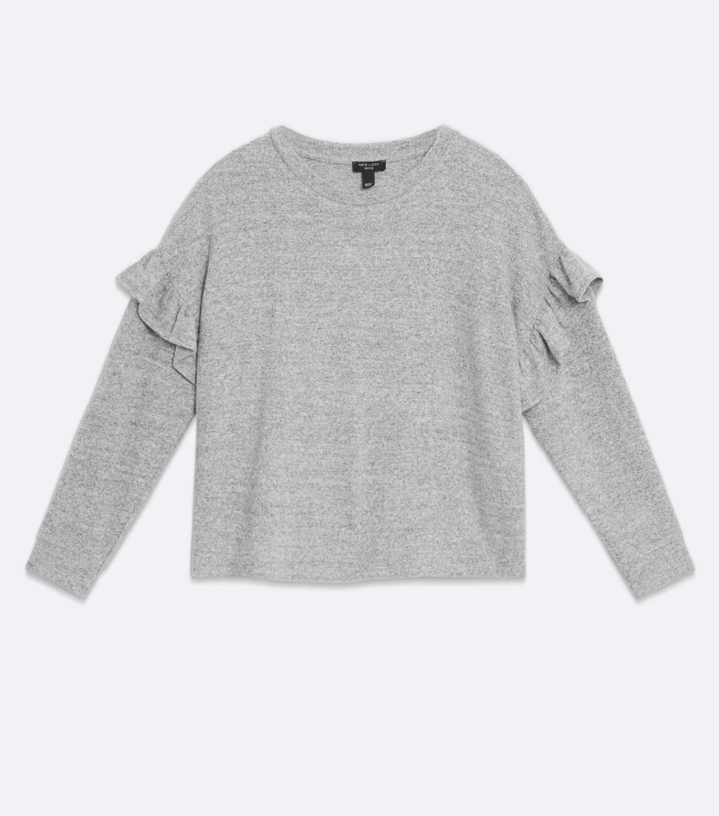 Petite Grey Fine Knit Frill Sleeve Jumper Image 5