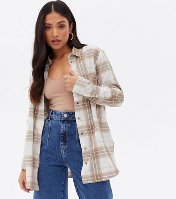 Girls Black & White Check Oversized Shirt