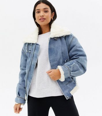 blue jean jacket with fur lining