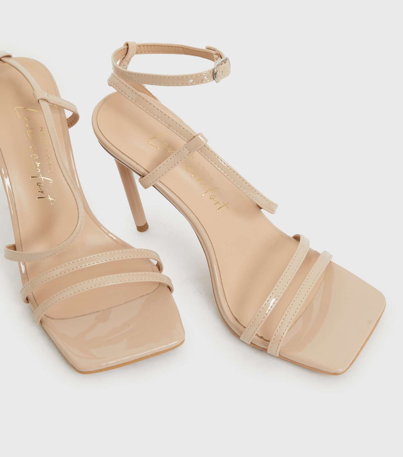 Cream Strappy Stiletto Heel Sandals Image 3