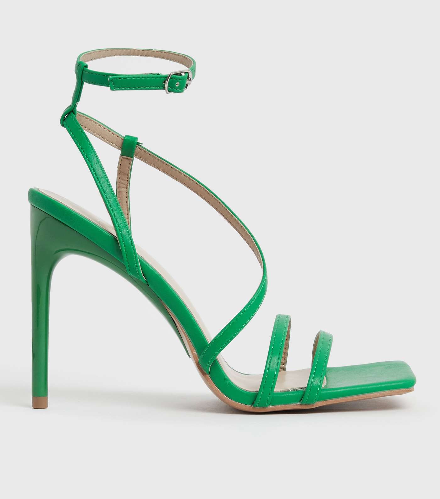 Green Strappy Stiletto Heel Sandals