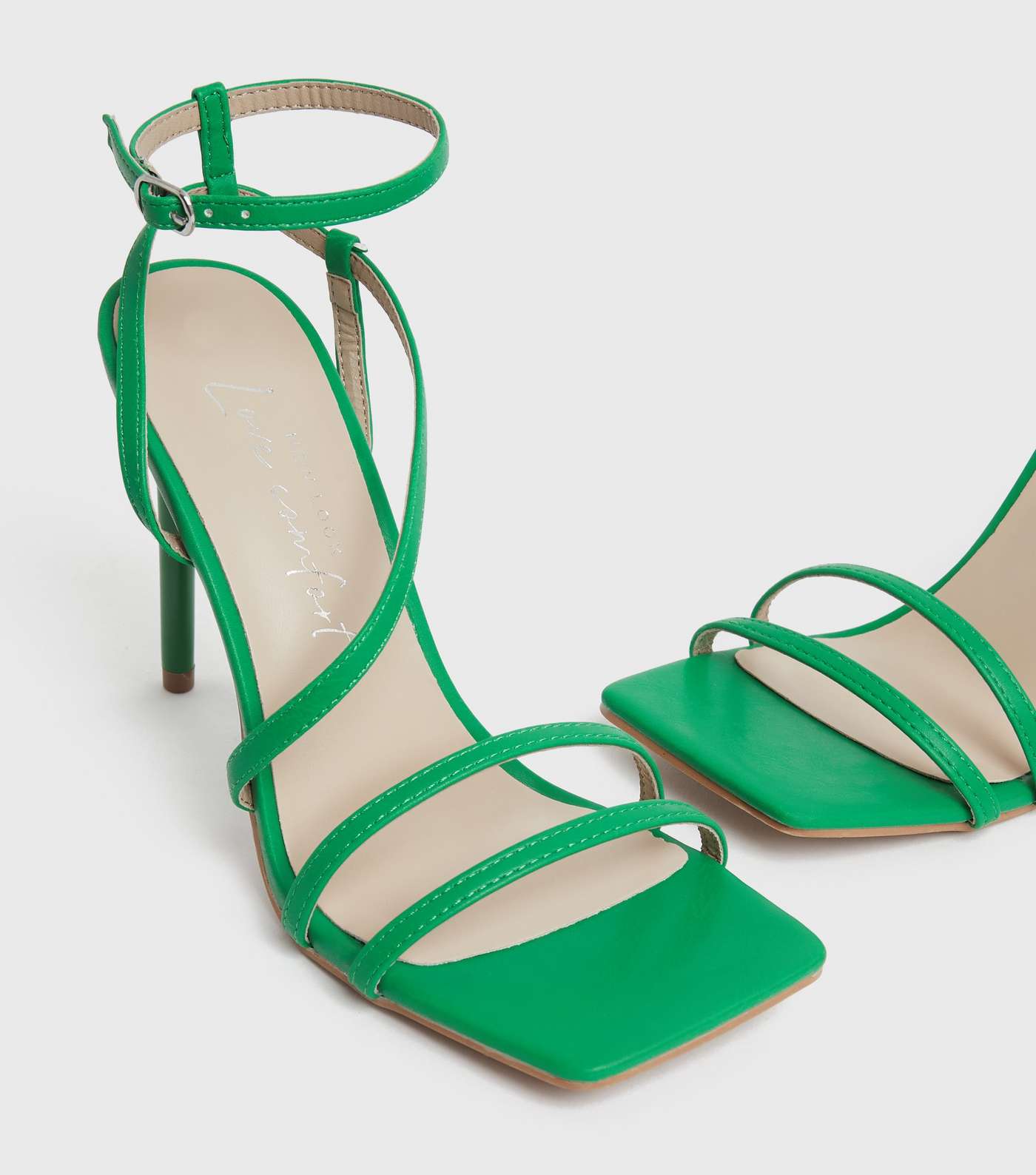 Green Strappy Stiletto Heel Sandals Image 3