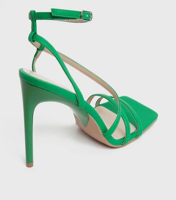 green barely there heels