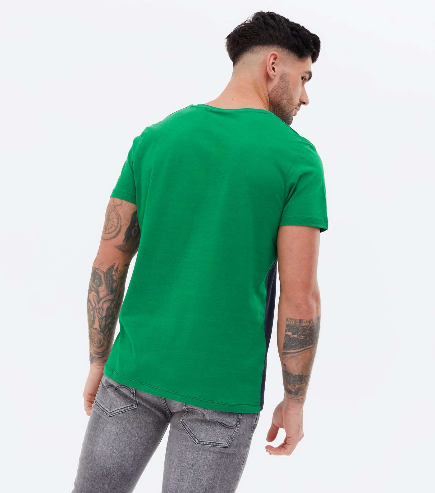 Jack & Jones Green Colour Block Logo Crew T-Shirt Image 4