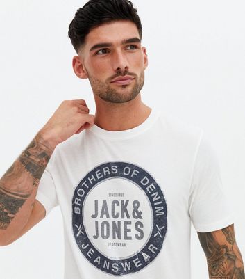 Herrenmode Bekleidung für Herren Jack & Jones White Logo Short Sleeve Crew T-Shirt