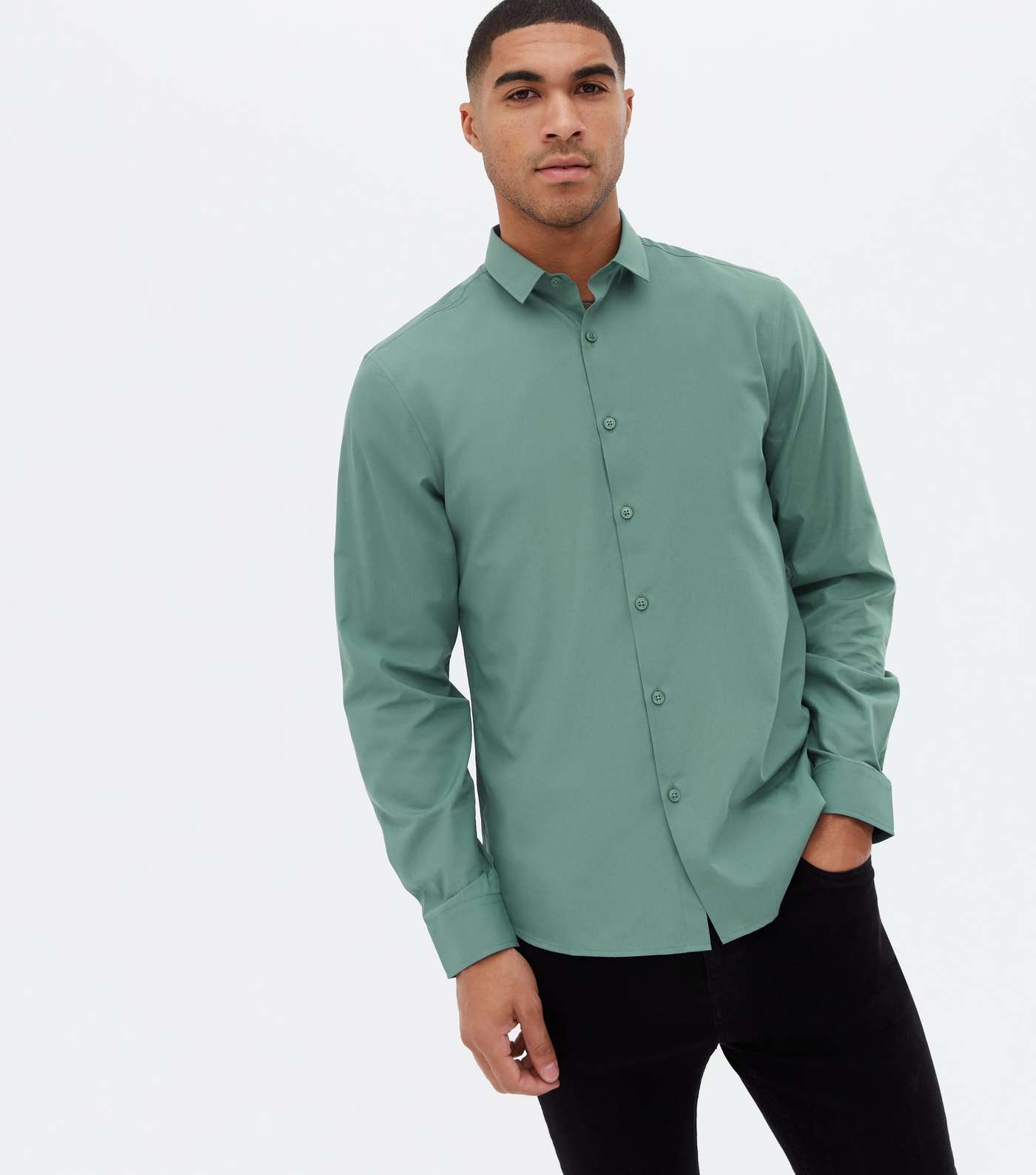 Green Poplin Long Sleeve Shirt