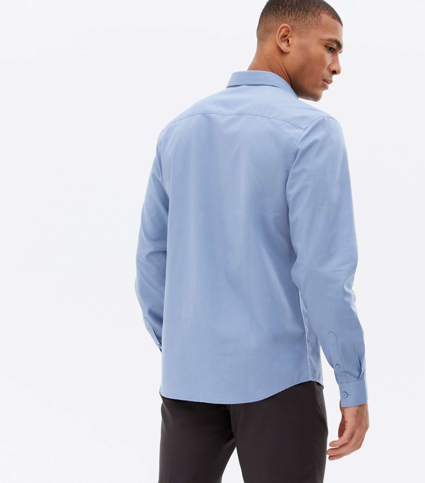 Blue Poplin Long Sleeve Shirt Image 4