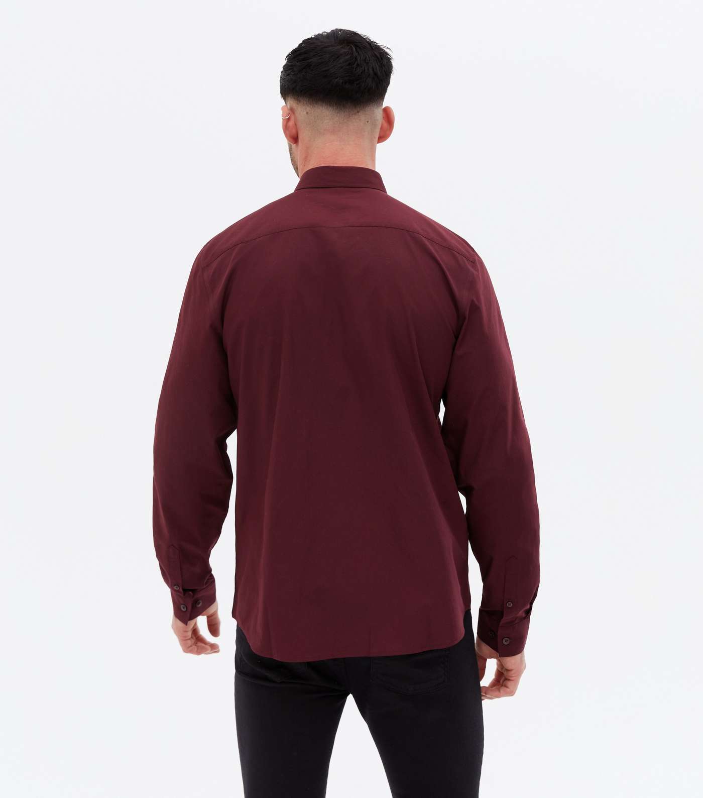 Burgundy Poplin Long Sleeve Shirt Image 4