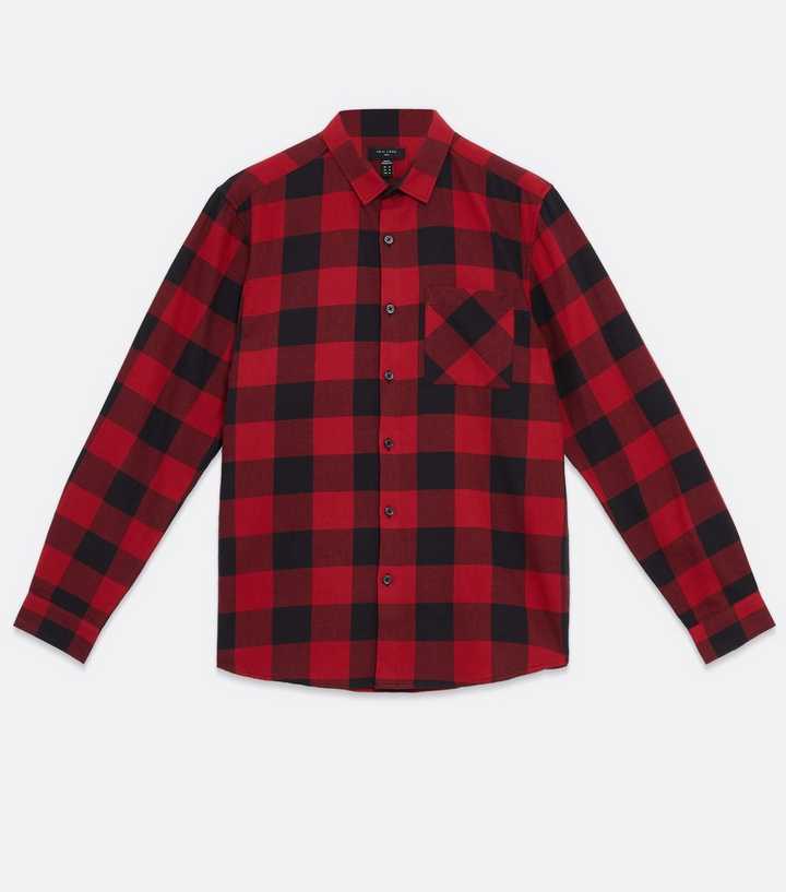 red plaid long sleeve shirt