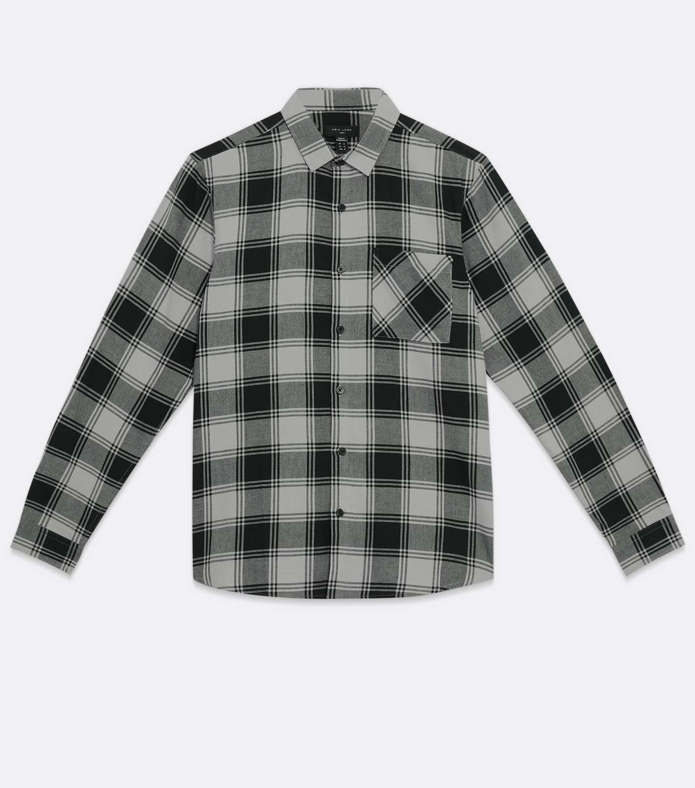 Pale Grey Grid Check Long Sleeve Shirt Image 5