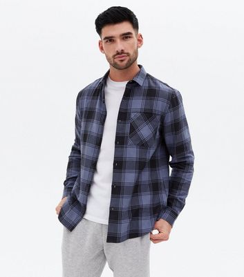 Blue Grid Check Long Sleeve Shirt | New Look