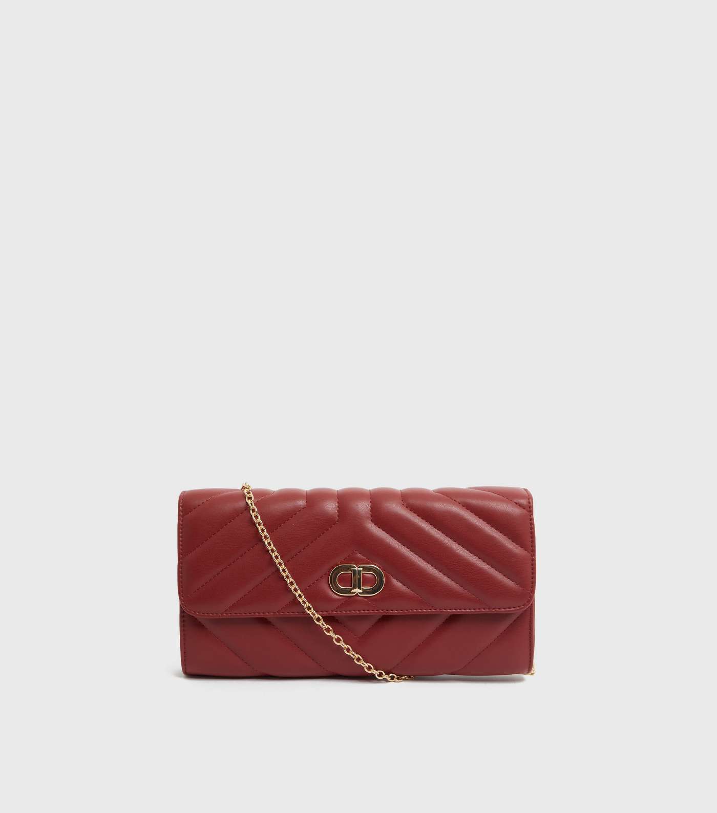 Red Quilted Cross Body Chain Clutch Bag