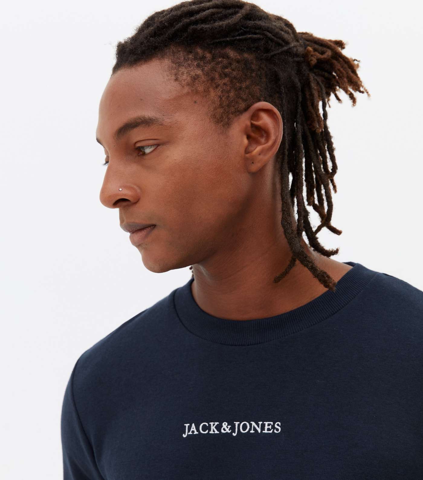 Jack & Jones Navy Colour Block Logo Sweatshirt Image 3