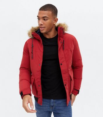 Jack and jones red parka sale