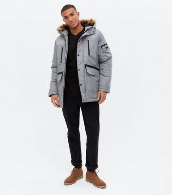 mens grey parka jacket