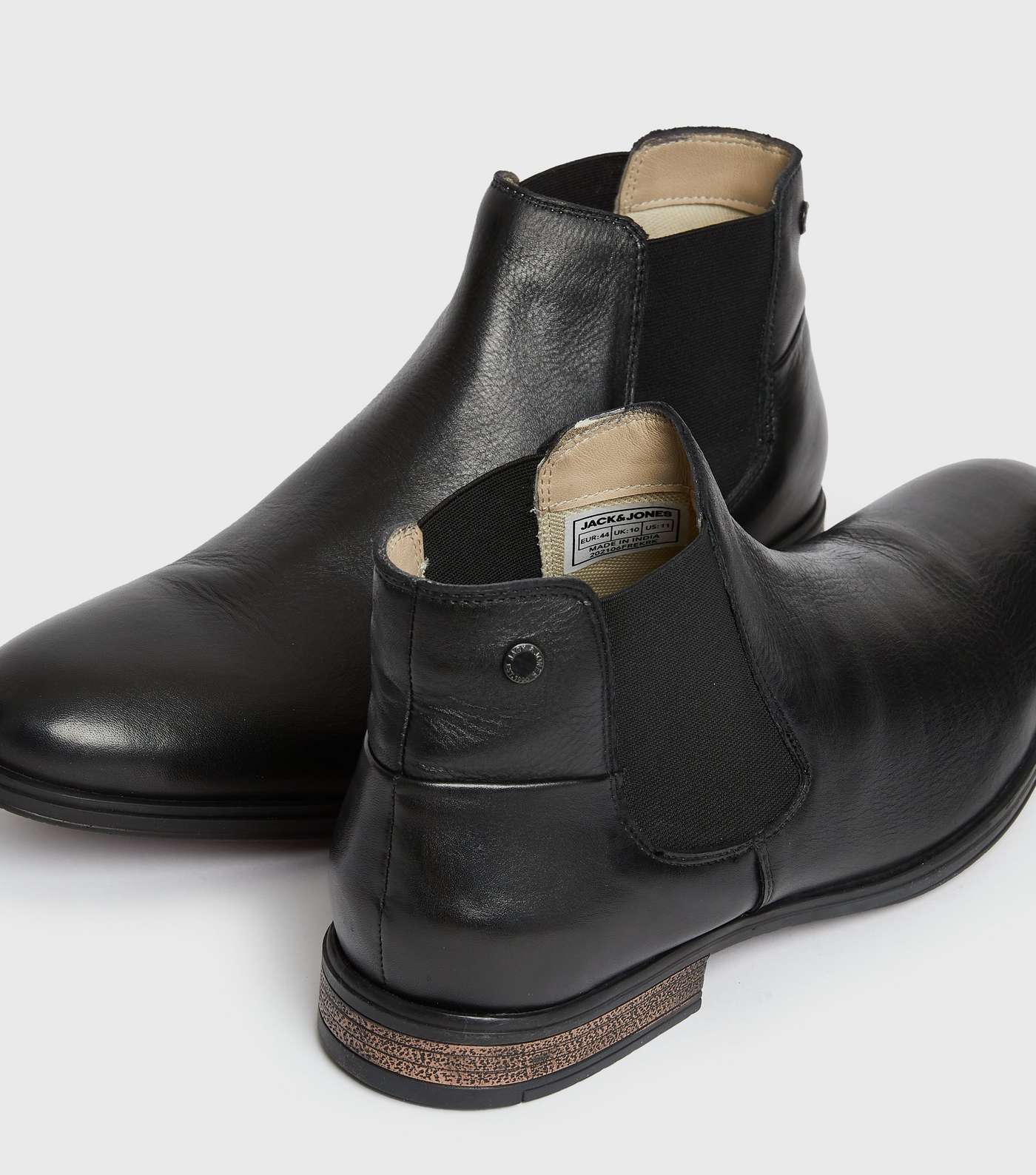 Jack & Jones Black Leather Chelsea Boots Image 4