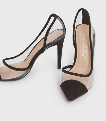 shop for Black Clear Stiletto Heel Court Shoes New Look Vegan at Shopo