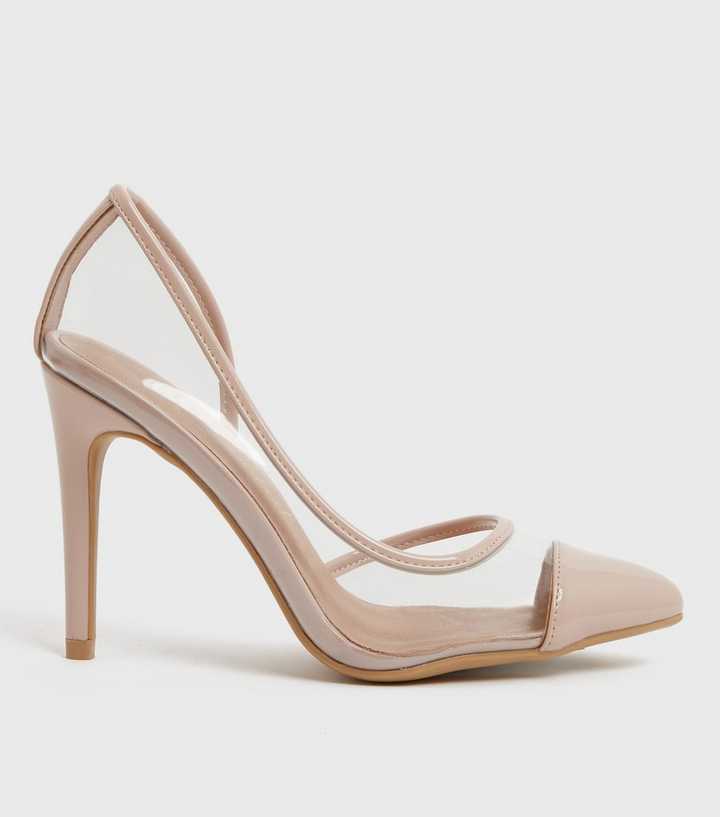 Pale Pink Clear Stiletto Heel Court Shoes
