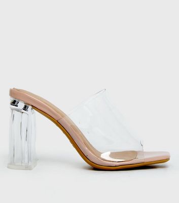 lucite heel mules