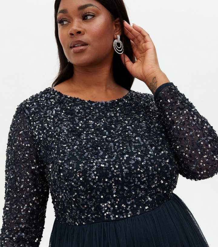 Dress - Black sequin and chiffon dress