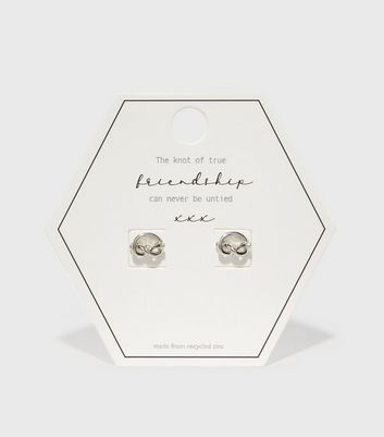 Silver friendship deals knot earrings