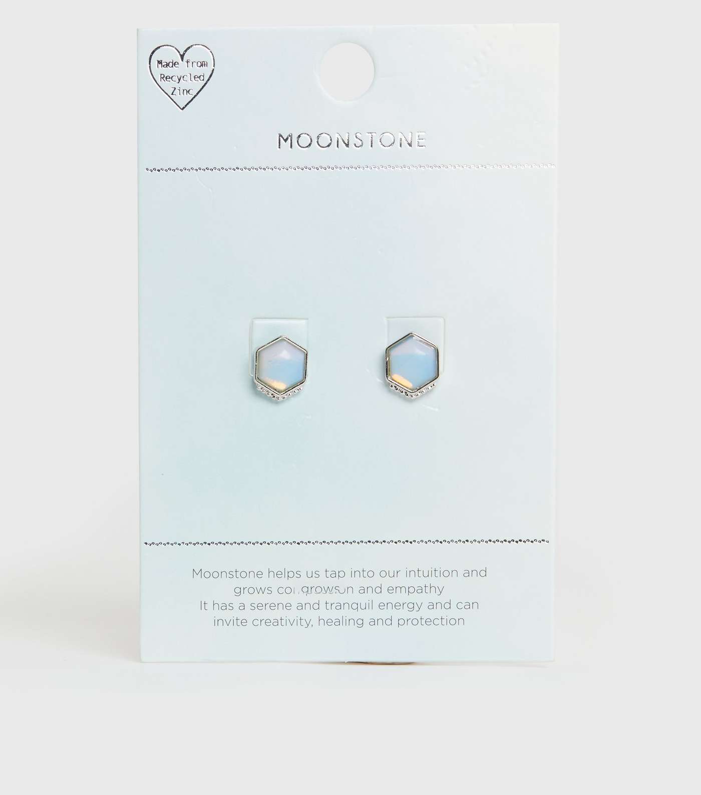 Silver Semi Precious Moonstone Stud Earrings