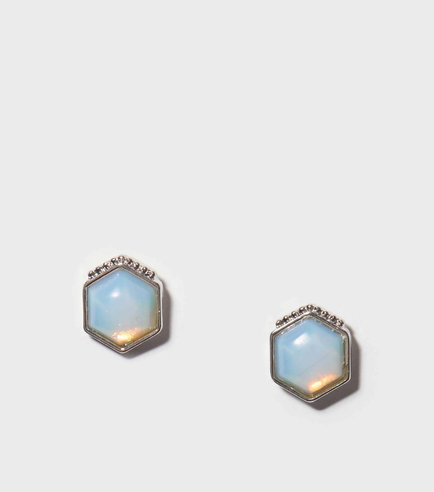 Silver Semi Precious Moonstone Stud Earrings Image 3