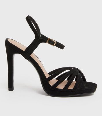 black caged platform sandals