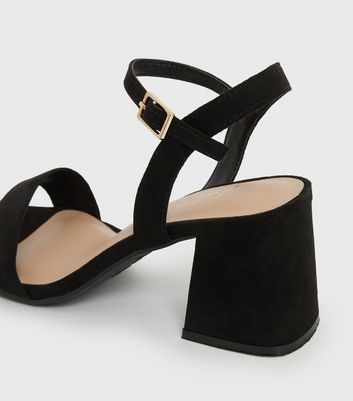 shop for Black Suedette Open Toe Block Heel Sandals New Look Vegan at Shopo