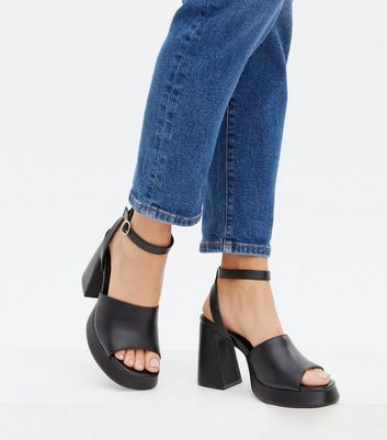 New look black platform heels best sale