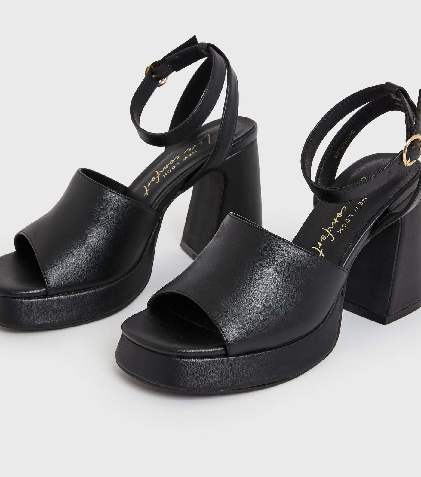 Black Platform Block Heel Sandals Image 3