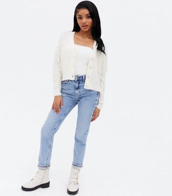Petite White Faux Pearl Button Up 