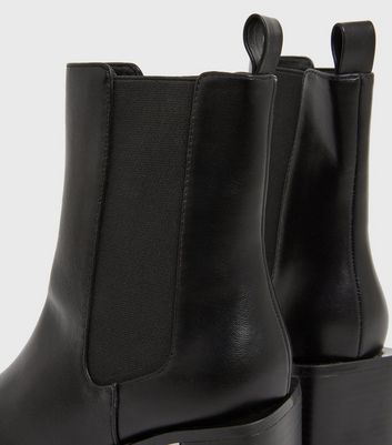 shop for Black Block Heel High Ankle Chelsea Boots New Look Vegan at Shopo