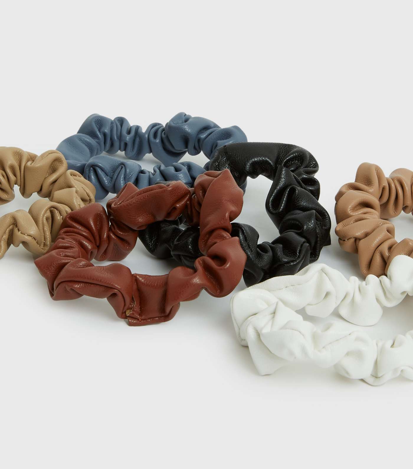 6 Pack Multicoloured Leather-Look Mini Scrunchies Image 2